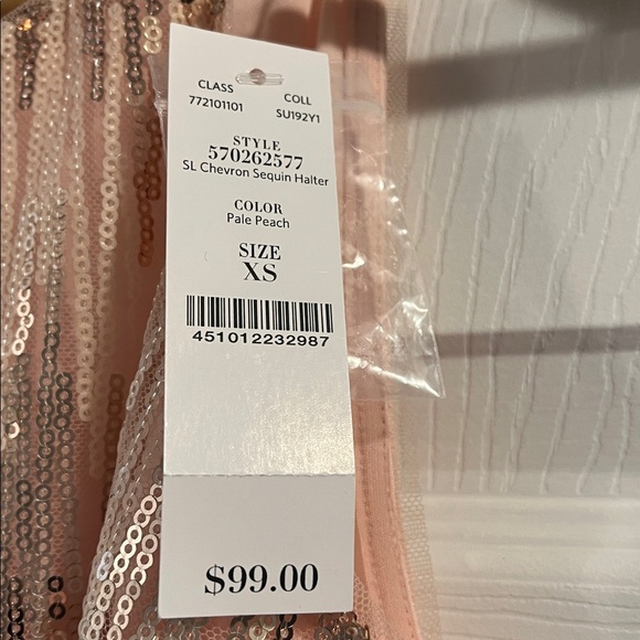 White House Black Market Pink Sequin Halter Top NWT size XS - Picture 3 of 7